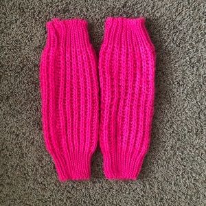 Neon pink leg warmers
